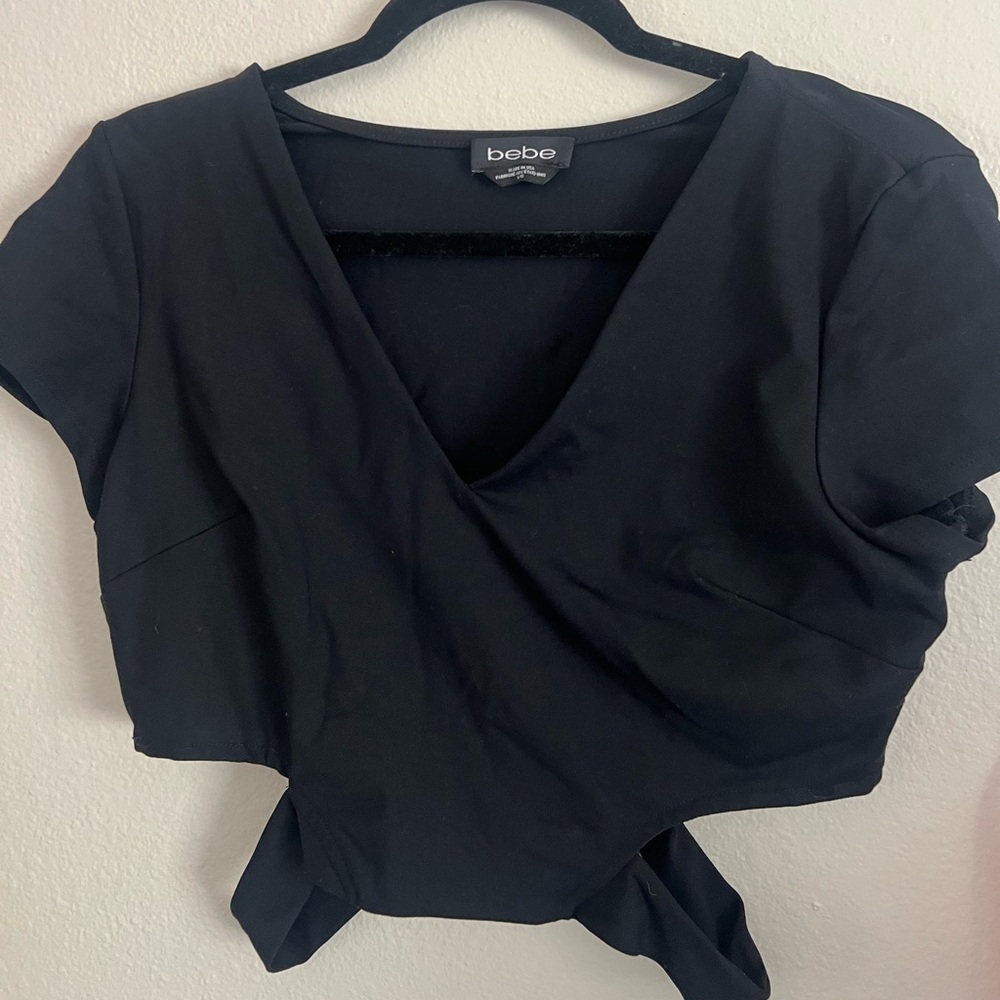 Bebe Black Cut-Out Crop Top - Picture 3 of 5